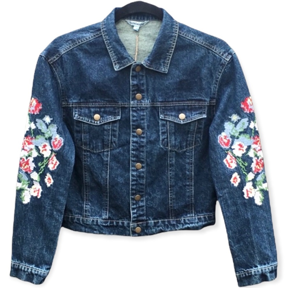 Nostalgia Embroidered Denim Jean Jacket S Boho